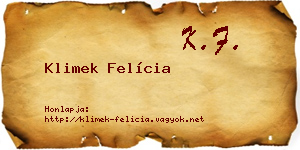 Klimek Felícia névjegykártya
